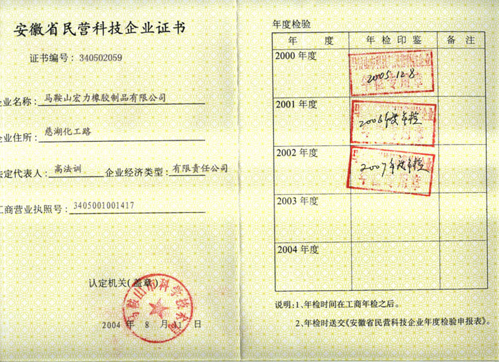 民营科技企业证书